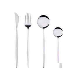 Flatware Sets 4Pcs/Set Stainless Steel Dinnerware Set Dinner Knife Fork Spoon Tableware Cutlery Gold Sier Jk2005Kd Drop Delivery Hom Dhjmb