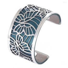 Bangle Yoiumit 40MM Silver Stainless Steel Butterfly Cuff Bracelets For Women Jewellery Interchangeable Leather Reversible Femme Bangles