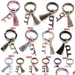 Key Rings Pu Leather Buckle Acrylic No Contact Door Openner Keychains High Fashion Bracelet Tassels Disc Keys Chain Accessories 8 9N Ot34O