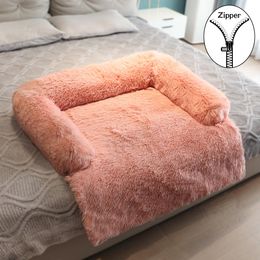 Mats Winter Warm Dog Sofa Mat Fluffy Pet Bed Long Plush Cat Mats Dogs House Furniture Protector Cat Mats Pets Nest Cushion Calming