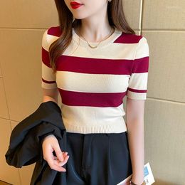 Women's Sweaters Summer O Neck Beautiful Y2k Tops Harajuku Women Fashion Unisex Striped All Match Chic Clothing Streetwear T Shirts Party