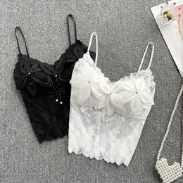 Women's Tanks Cami Spaghetti Straps and Camis Urban Flowers Corset Bustier Crop Top Slim Lace Camisole Summer Clothes Drop 230515