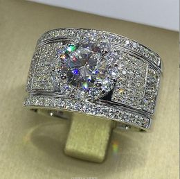 Full Diamond Zircon Wide Plate Large Ring Luxurious inlaid with crystals Men's woman Diamond wedding ring US size 7-11