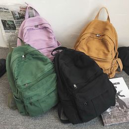 School Bags Tas Travel Wanita Ransel Kasual Warna Solid Kapasitas Tinggi Mode Sekolah Ritsleting Pelajar 230516