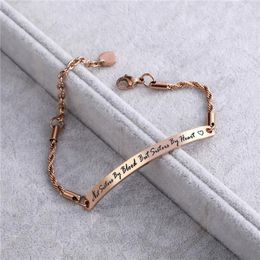 Charm Bracelets Fashion Friend Bracelet Engrave Not Sisters By Blood But Heart Jewelry For Women Titanium Steel Mujer