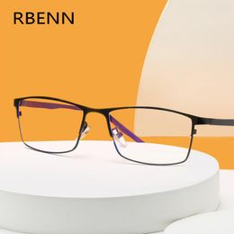 Reading Glasses RBENN Stainless Steel Full Frame Reading Glasses Men Anti Blue Light Metal Business Presbyopia Optical Eyegalsses 0.75 1.5 1.75 230516