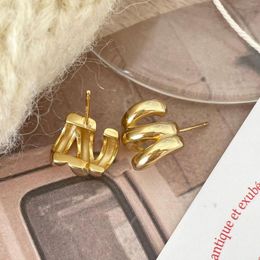 Stud Earrings Kinel 925 Sterling Silver Original Certified Ripple For Women 18K Gold Plated Fashion Creative Design 2023 Trending
