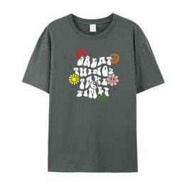 Men's T-shirts 2023 Oversized Camisetas 100% Cotton T Shirt Tee Top Plus Great Things Take Time Size Summer T-shirt Men Short Sleeve P230516 168