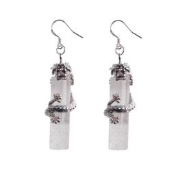 Dangle Chandelier 925 Sterling Sier Natural Stone Crystal Column Chinese Dragon National Wind Earrings For Women Long Earringsdrop Dhli3