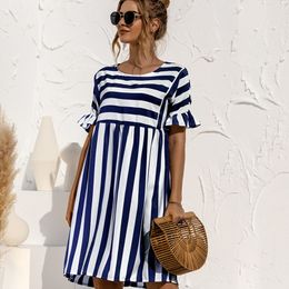 Maternity Dresses Women Summer Beach Dress Maternity Clothes Loose Striped Ruffles Sleeves Dresses Pregnancy Party Mini Dress Sundress Vestidos 230516