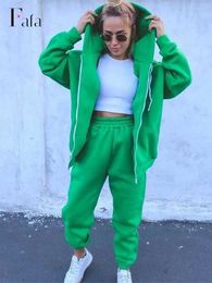 Women's Two Piece Pants Women Oversized Tracksuit Solid Zip Up Hoodies And Straight Pants Two Piece Set 2022 Autumn Casual Warm Sportswear Outfits P230516