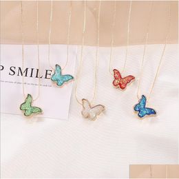Pendant Necklaces Simple Mticolor Acrylic Butterfly Necklace Set 5Pc Adjustable Chain Cute Butterflies For Women Girls Drop Delivery Dh5Mi