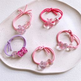 2023 New Fashion Princess Children's Ponytail Headwear Sweet Girl Beautiful Cute Cartoon Transparent Flower Bow Hair Rope