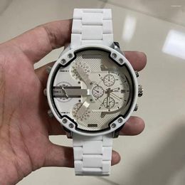 Wristwatches Men's Sports Quartz Watch Silicone Strap Multi Function Dual Time Zone Big Dial Fine Steel 2023