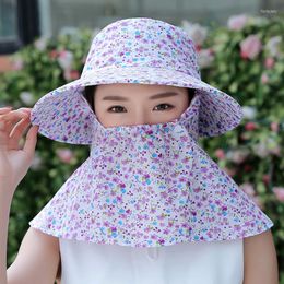 Wide Brim Hats Women Sunhat Outdoor Summer UV Protection Cap Breathable Windproof Fashion Floral Camouflage Printing Bicycling Beach Hat