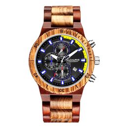 Wristwatches Wooden Mens Watches Brand Watch Erkek Kol Saati Luxury Stylish Zebrawood Timepieces Chronograph Military Quartz Relogio