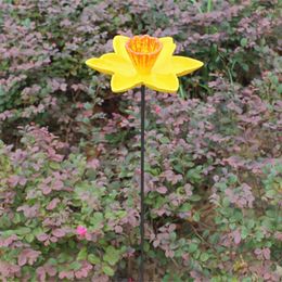 Decorazioni da Giardino Vintage Dipinto a Mano Giallo Narciso Fiore Design Ghisa Mangiatoia per Uccelli Piastra con Spina Decorazione Pesante Robusta Vasca per Uccelli in Metallo