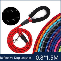 Dog Leash with Comfortable Padded Handle and Highly Reflective Threads Nylon Rope Pet Running Leashes for Small Medium and Large Dogs