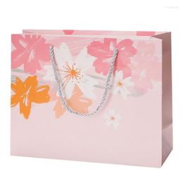 Gift Wrap 50pcs Sakura Paper Bag With Handle Pink Cherry Blossom Christams Birthday Party Favour Gifts Decoration Packing Bags