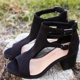 Sandals 2023 Thick Heel Women's Summer Fish Mouth Shoes Soft Leisure High Heels Black Mother Women