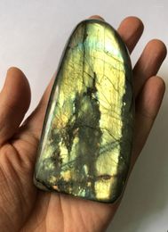 Pendant Necklaces Polished Labradorite Gem Stone Palm-Madagascar Labradorite- Self Standing One Pack 3"