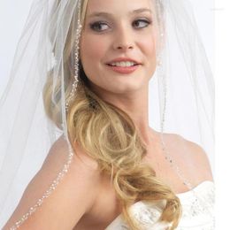 Bridal Veils Wedding Veil With Rhinestone Short One Layer Sequin Beaded Women Elbow Length 2023