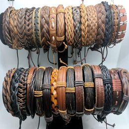 Whole 50pcs Mixed Style Genuine Leather Mens Womens Surfer Bracelet Cuff Wristband Fashion Jewellery Gift Bracelet232e