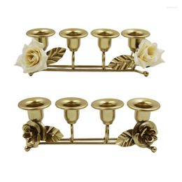 Candle Holders 4 Arms Candlestick Wrought Iron Holder Flower Candelabra For Home Wedding Dinning Party Anniversary Stand