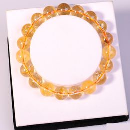 Beaded Wholesale Fashion Natural Jewelry Citrine 10Mm Round Beads Semi Precious Stone Crystal Chunky Red Bracelets Bangles For Women Dhabx