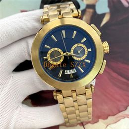 Mens fashion watches black dial automatic calendar gold bracelet discount master men's gift menes watch Orologio di lusso Rel168P
