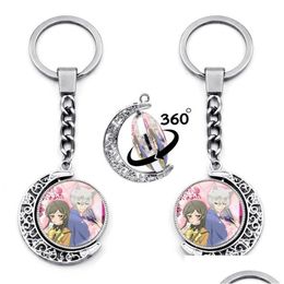 Keychains Lanyards Kamisama Love Kiss Keychain Cute Cosplay 360 Degrees Rotated Moon Pendant Car Key Chain Charms Metal Ringkeycha Otnxh