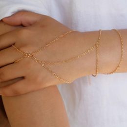 Link Bracelets Summer Boho Copper Beads Finger Bracelet Fashion Simple Handmade Slave Lady Girls Charms Bohemian Hand Jewelry