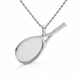 Pendant Necklaces Tennis Racket Necklace Unisex Stainless Steel Gold Black Sporty Fitness Chain Men Women Jewellery