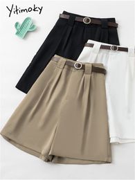 Women's Shorts Yitimoky Suits Shorts for Women Spring Summer Korean Fashion High Waisted Shorts Office Ladies Y2k Shorts with Belt 230516