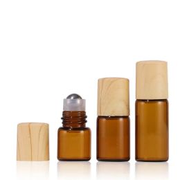 Top Amber Clear 1ml 2ml 3ml 5ml Roll On Bottle Glass Roller Vials with Plastic Bamboo Cap 600Pcs Lot