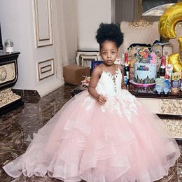 Girl Dresses Pink Baby Birthday Party Wedding Flower Ball Gown Pageant Clothing Formal Wear