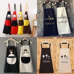 Aprons 1Pcs Striped Waterproof Polyester Apron Woman Adult Bibs Home Cooking Baking Coffee Shop Cleaning Kitchen Accessory1