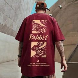 Mens TShirts Funny Rabbit Harajuku For Men Summer Short Sleeve Comfortable Loose Tops Tees HipHop Streetwear Oversized 230516