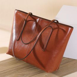 Evening Bags Type Bag Women's High Capacity Genuine Leather Big Brand Tote Cowhide Handheld One Shoulder Crossbody