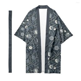 Ethnic Clothing Men's Japanese Traditional Long Kimono Cardigan Women's Fruit Pattern Shirt Yukata Jacket