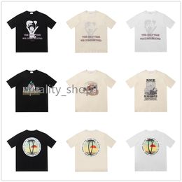 23ss Designer Luxury Rhude Mens And Womens T Shirt Hip Hop Letters Printed Heavy Fabric T-Shirts Summer Loose Breathable Versatile High Street Trend Tees SIZE S-XL