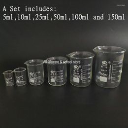 6Pcs/Set High Temperature Resistant Thickened Glass Beaker Graduated Measuring Cup For Laboratory