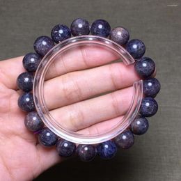 Strand Natural Blood Red Cordierite Iolite Bracelet 10.5mm Women Men Star Light Dichroite Round Beads Genuine