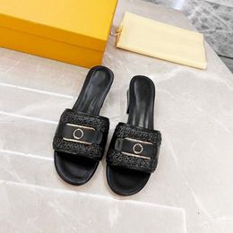 Designer Comfort Sandal Slippers Women Leather Shoes Womens Luxury Braid Metal Decoration slipper Summer Casual Shoe Beach Flip Flops With Box 35-44