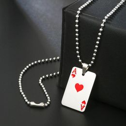 Chains 2023 Fashion Titanium Steel Necklace For Men Hip-hop Niche Creative Poker Spades A Heart Love Pendant Couple