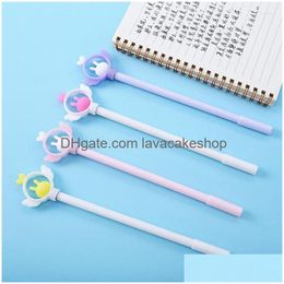Gel Pens Koreanstyle Cartoon Sile Creative Fairy Flexible Glue Spring Pen Student Writing Implement Stationery Drop Delivery Office Dhuos