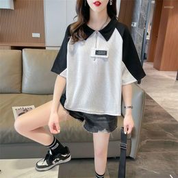 Women's Polos 2023 Summer Short Sleeve Polo T Shirts For Womens Korean Style College Wind Loose Tee Blouses Y2K Tops Clothing