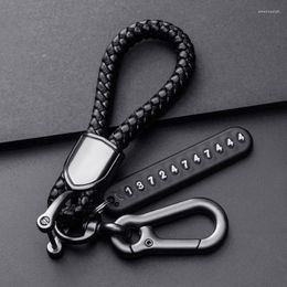 Keychains Diy Anti-Lost Car Key Pendant Split Ring Keychain Phone Number Card Keyring Auto Vehicle Lobster Clasp Chain Accessories