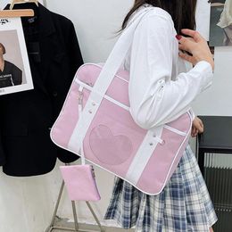 Storage Bags Luggage Handbag Large Tote Bag JK Uniform School Shoulder Fashion Ladies Capacity Nylon Heart