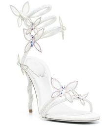 Rene Caovilla sandali con tacco a spillo cleo Margot sandali con dettagli a farfalla designer di lusso scarpe eleganti pantofole da donna sandalo con borchie di strass 35 --- 42 XXOXXO